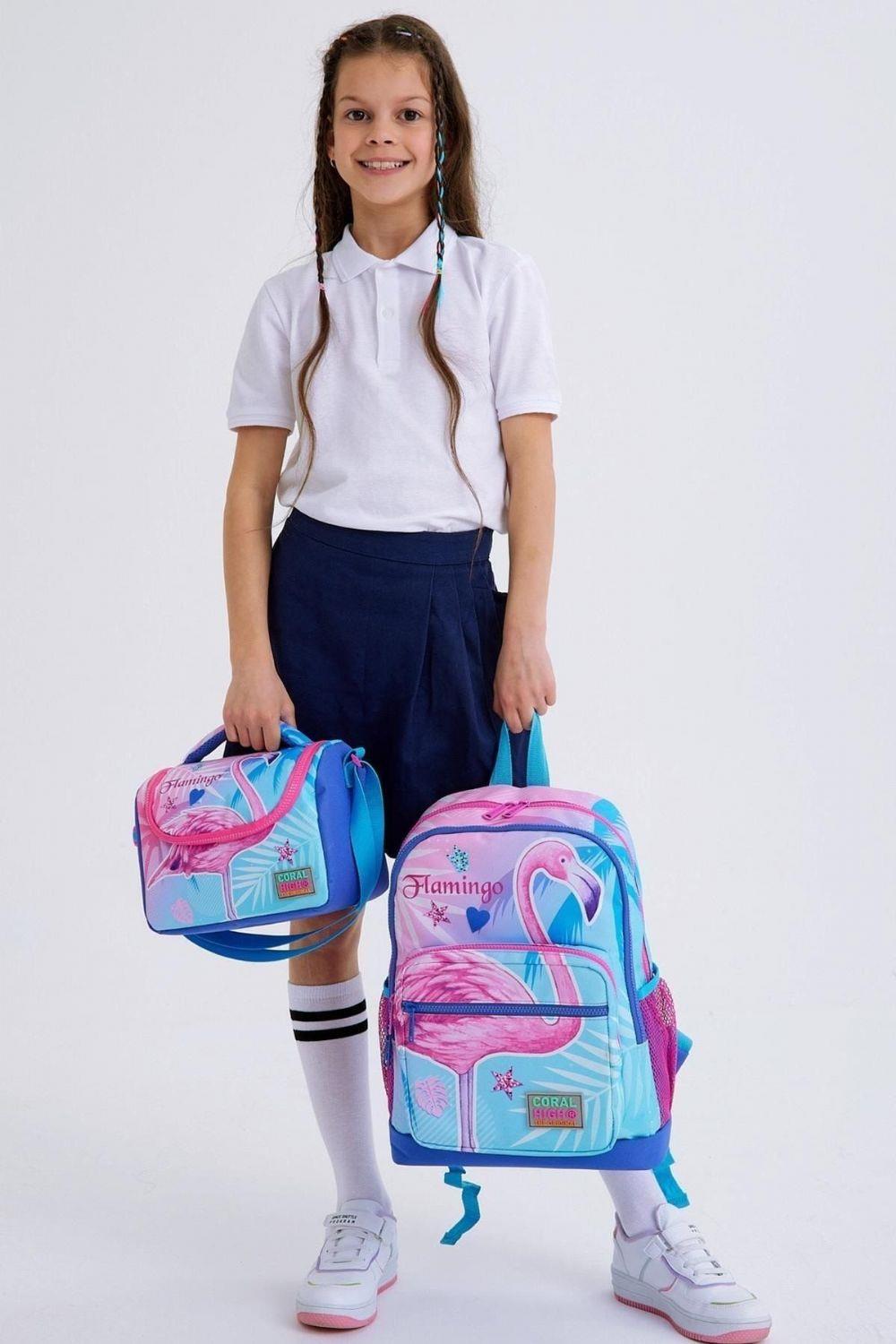 Coral High Kids Lavanta Pembe Flamingo Kız Çocuk 3lü Okul Çanta Seti
