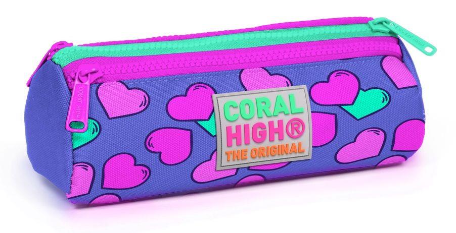 Coral High Kids Mor Kalpler Desenli Üç Bölmeli Kalem Çantası - Kız