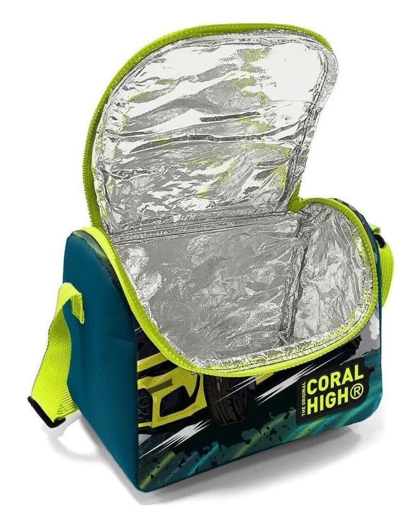Coral High Kids Nefti Fosforlu Sarı Araba Desenli 3lü Okul Çanta Seti - Erkek Çocuk