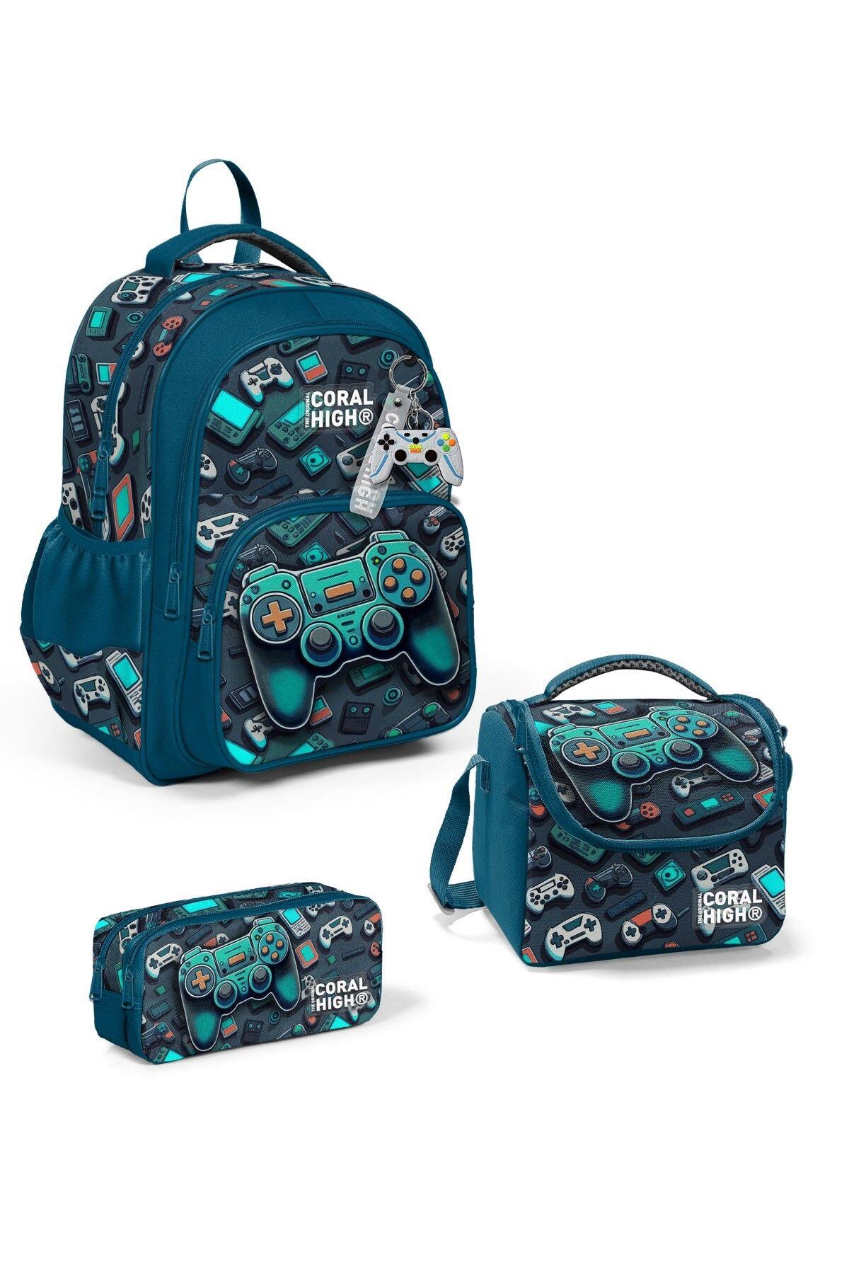 Coral High Kids Nefti Gamer Desenli 3lü Okul Çanta Seti SET0114423 - Erkek