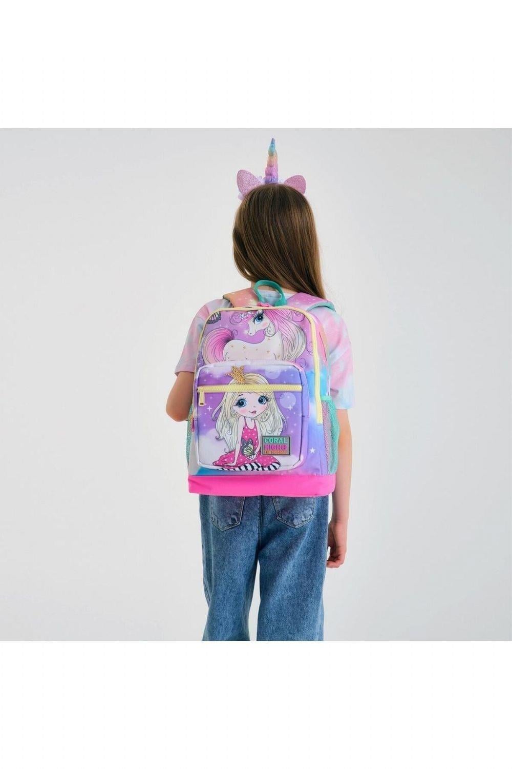 Coral High Kids Pembe Su Yeşili Unicornlu Kız Desenli 2li Okul Çanta Seti - Kız Çocuk