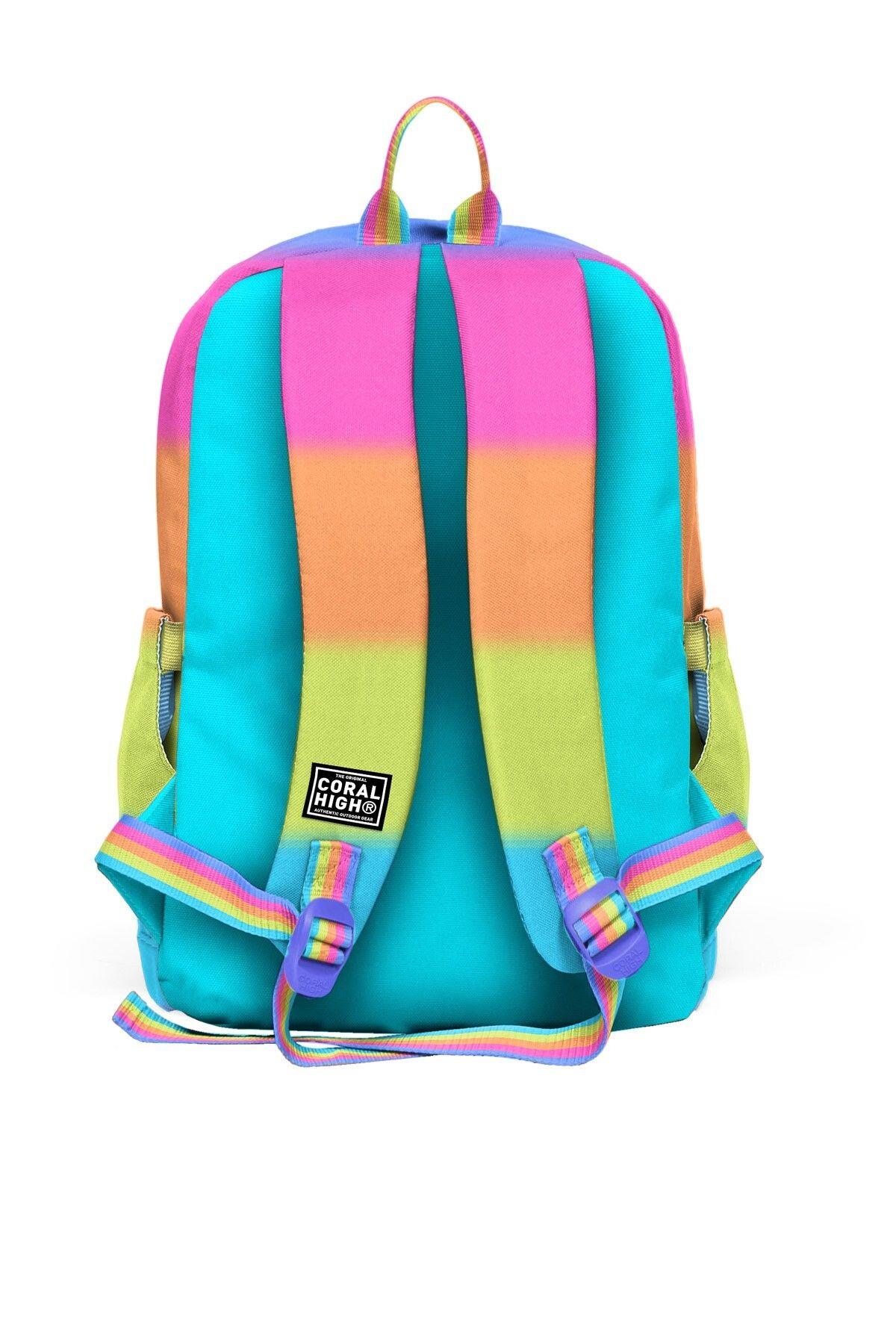Coral High Kids Renkli Çizgili 3lü Okul Çanta Seti SET0123770 - Kız