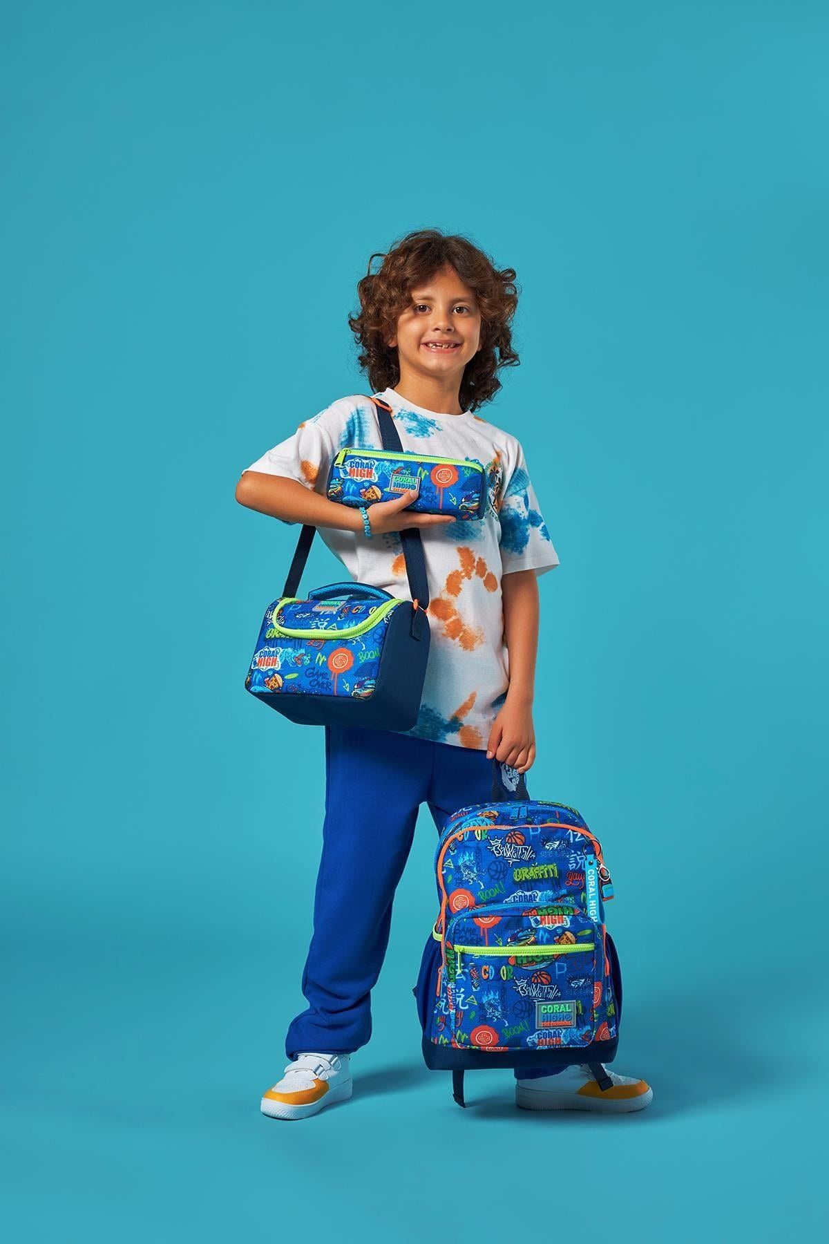Coral High Kids Saks Grafiti Desenli 3lü Okul Çanta Seti SET0123767