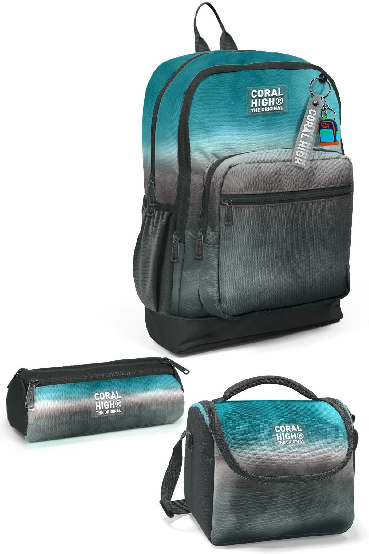 Coral High Kids Turkuaz Gri Batik 3lü Okul Çanta Seti SET0123768