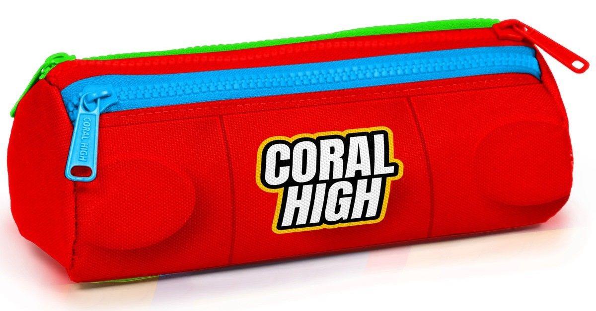 Coral High Kırmızı Bultak Desenli Kız ve Erkek Çocuk Okul Kalem Çantası - Üç Bölmeli Kalemlik 22091