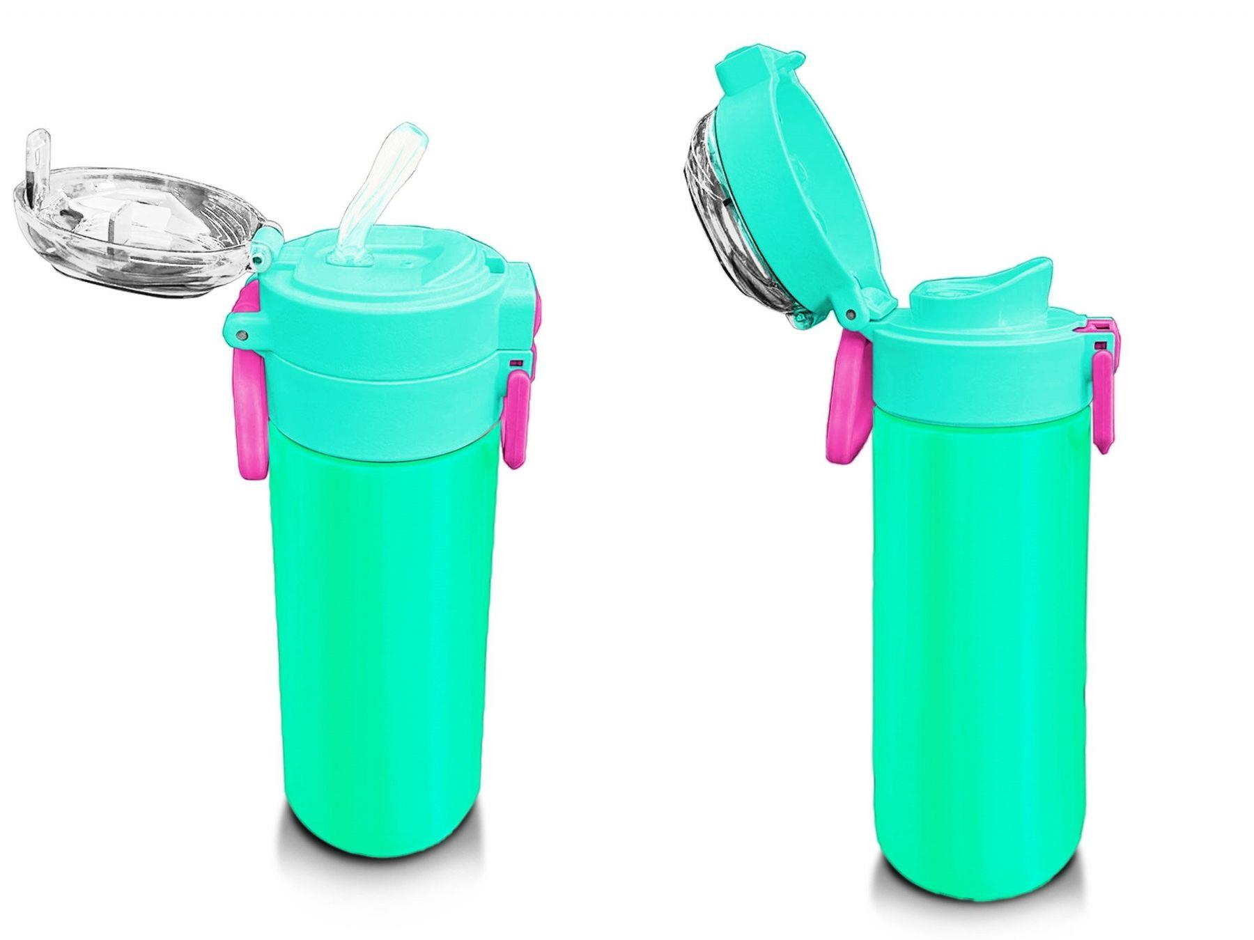 Coral High Kız Çocuk 500 ml Okul ve Günlük Paslanmaz Çelik Termos - Pembe Su Yeşili  - Sızdırmaz 31825