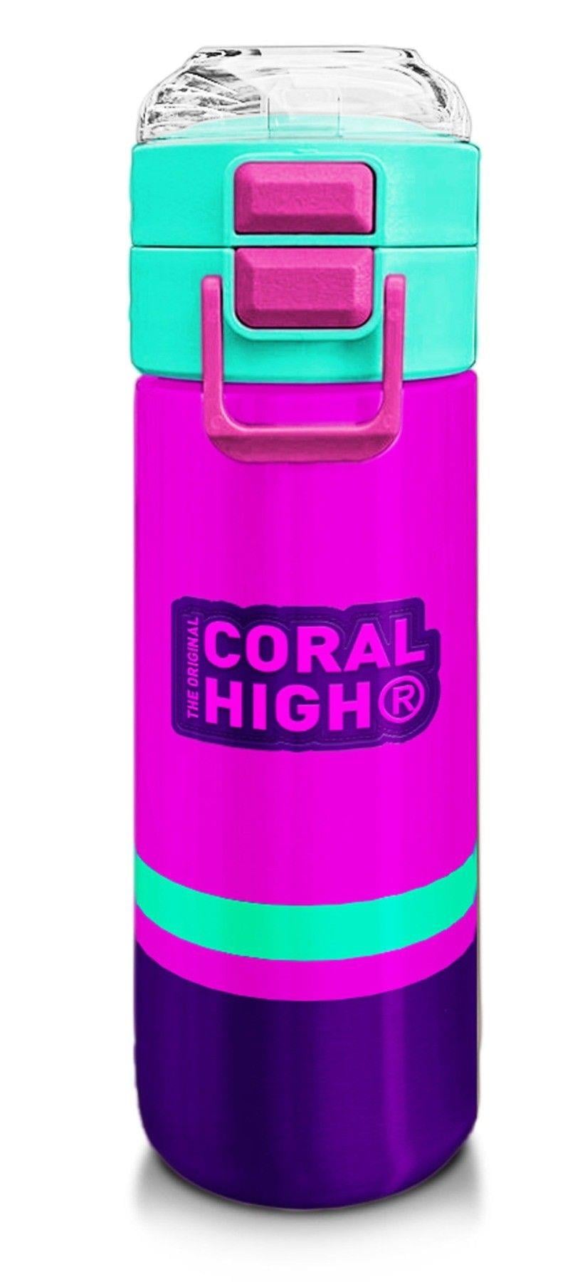Coral High Kız Çocuk 500 ml Okul ve Günlük Paslanmaz Çelik Termos - Pembe Mor Su Yeşili  - Sızdırmaz 31829