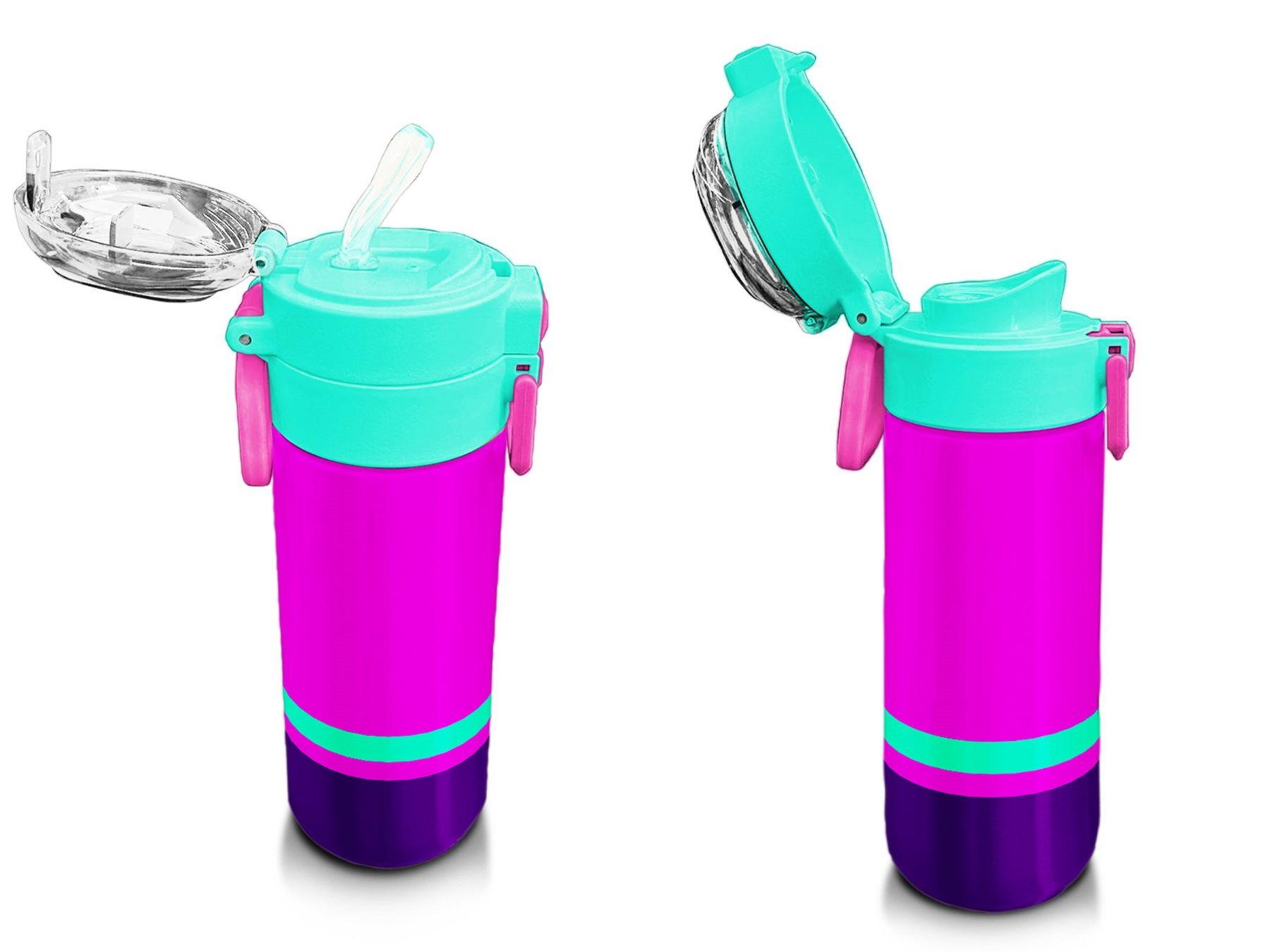 Coral High Kız Çocuk 500 ml Okul ve Günlük Paslanmaz Çelik Termos - Pembe Mor Su Yeşili  - Sızdırmaz 31829