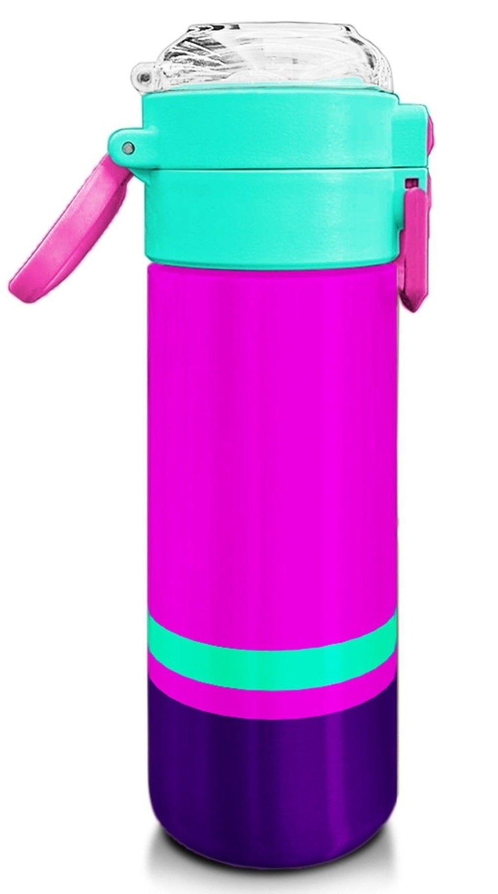 Coral High Kız Çocuk 500 ml Okul ve Günlük Paslanmaz Çelik Termos - Pembe Mor Su Yeşili  - Sızdırmaz 31829