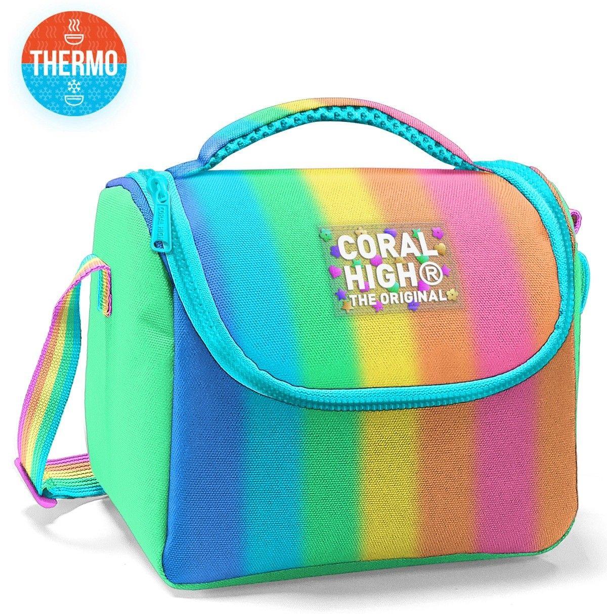 Coral High Kız Çocuk Beslenme Çantası - Thermo - Renkli Çizgili Mavi Turuncu 22773