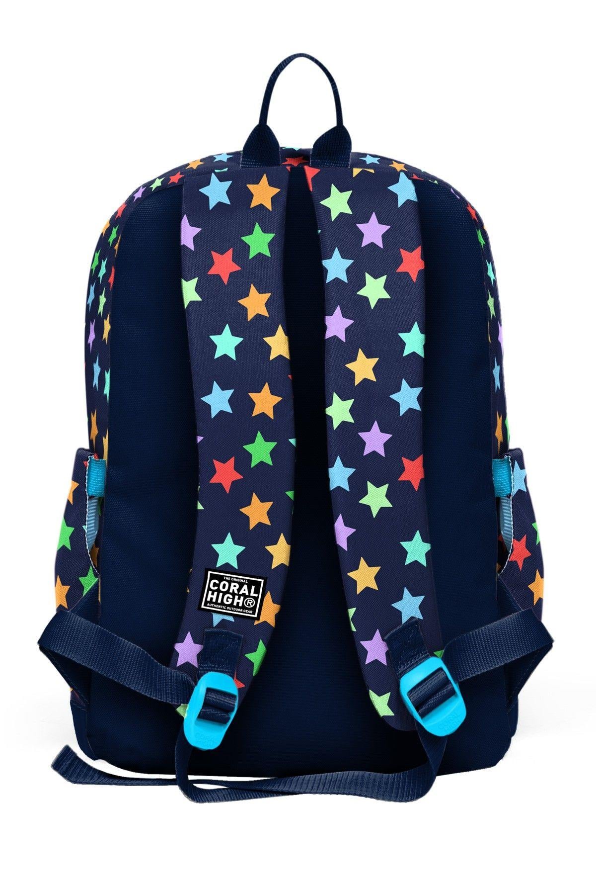 Coral High Kız Çocuk Lacivert Yıldız Desenli İlkokul Sırt Çantası (Dört Bölme) 33209
