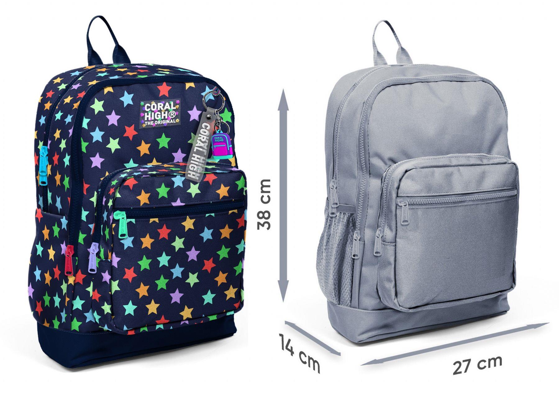 Coral High Kız Çocuk Lacivert Yıldız Desenli İlkokul Sırt Çantası (Dört Bölme) 33209