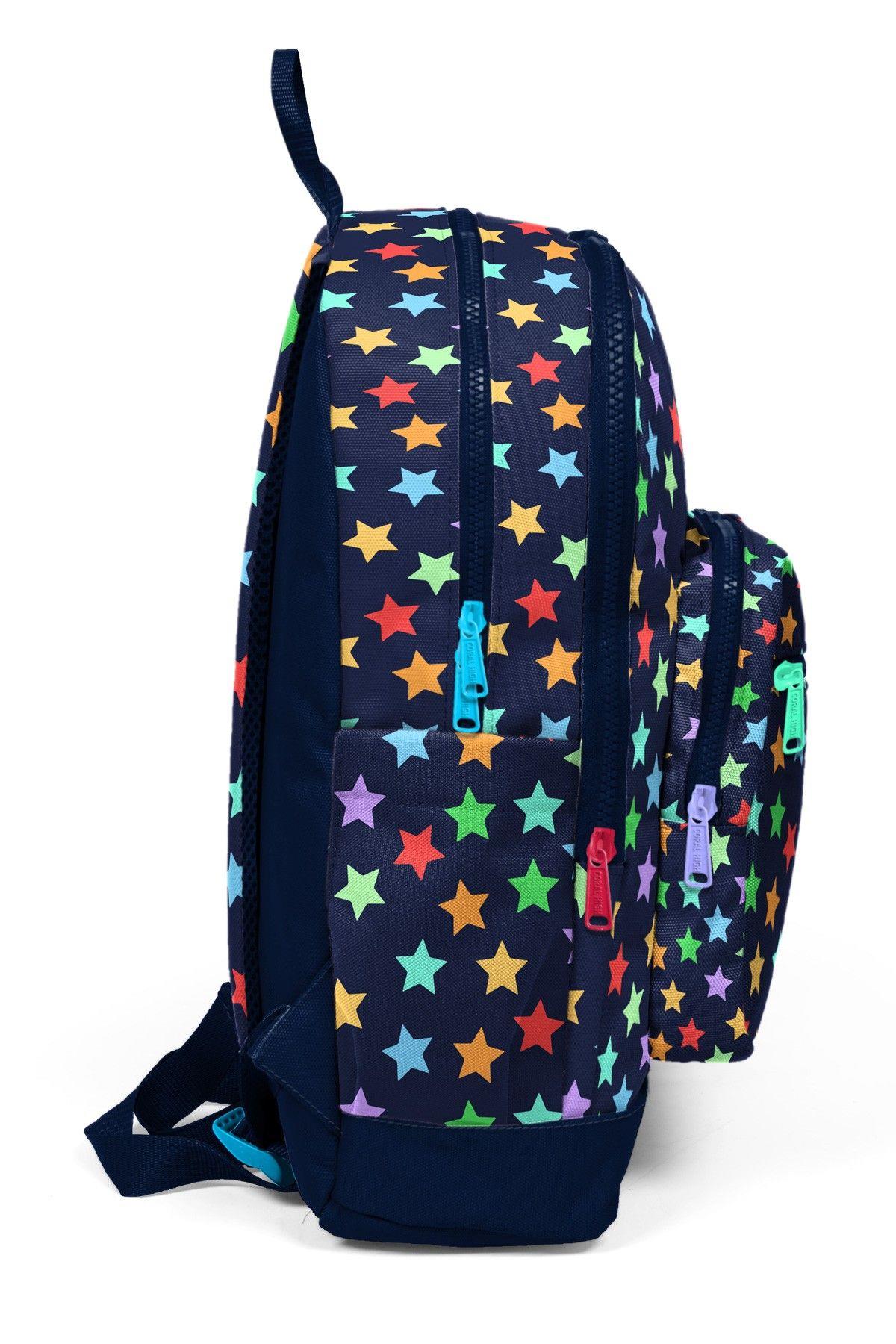 Coral High Kız Çocuk Lacivert Yıldız Desenli İlkokul Sırt Çantası (Dört Bölme) 33209