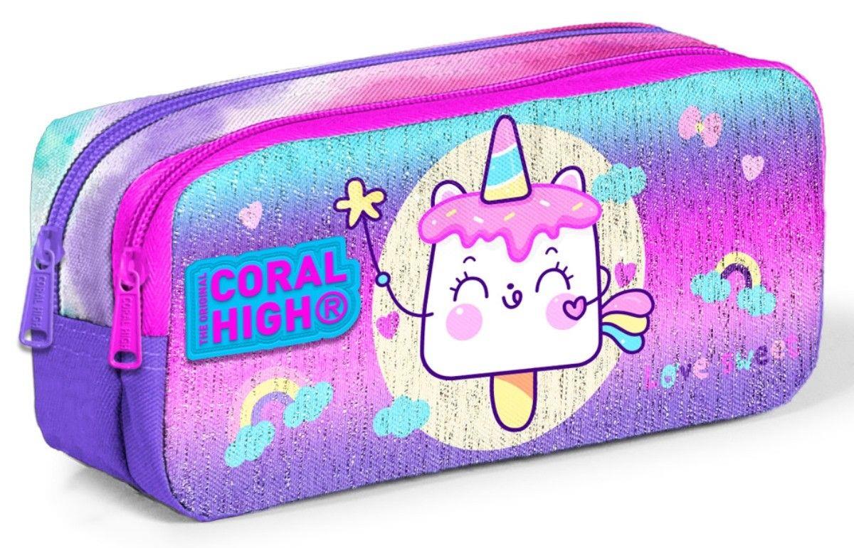 Coral High Kız Çocuk Mor Pembe Dondurma Üçlü İlkokul Okul Çanta Seti