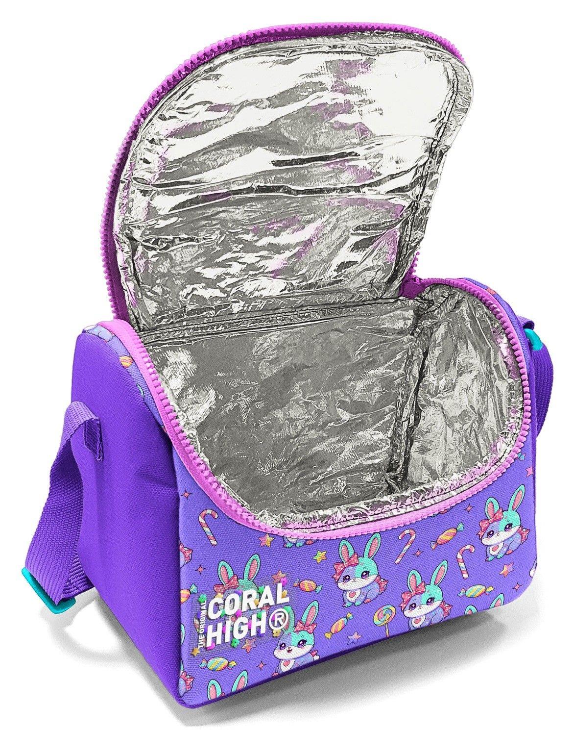 Coral High Kız Çocuk Mor Sevimli Tavşan Baskılı Isı Yalıtımlı Beslenme Çantası 37155