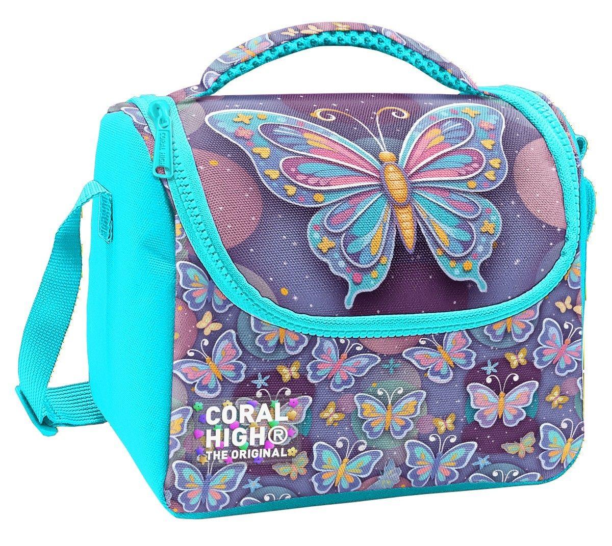 Coral High Kız Çocuk Pastel Renkli Kelebek Desenli Isı Yalıtımlı Beslenme Çantası 37106