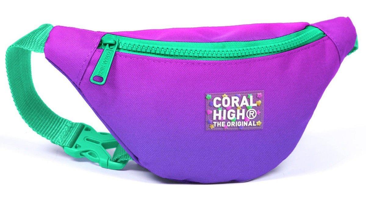 Coral High Kız Çocuk Pembe Mor Renk Geçişli Desenli İlkokul Okul Çanta Seti ve Bel Çantası