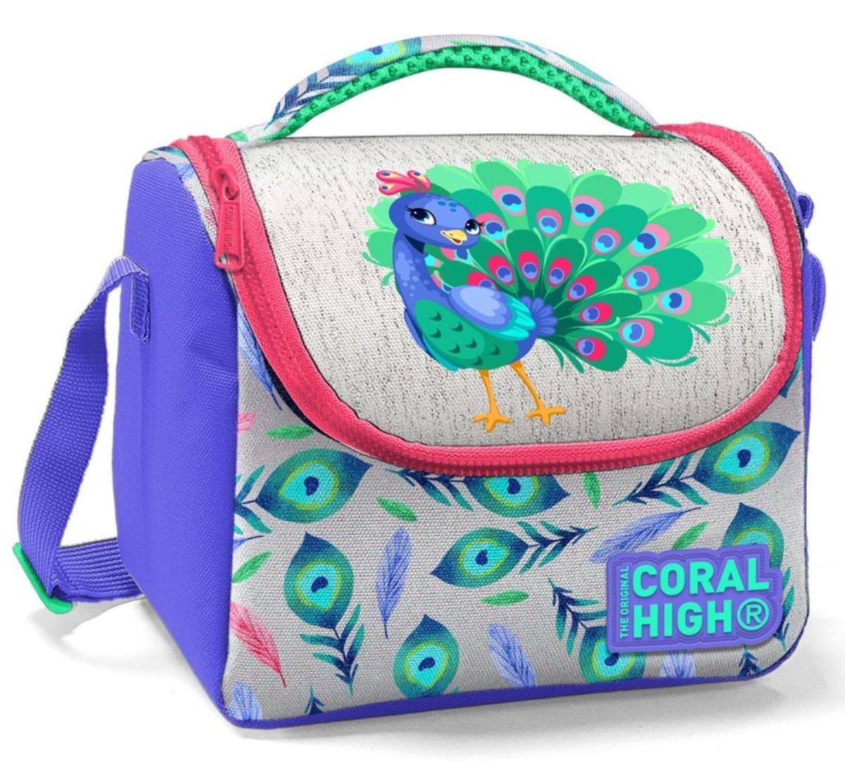 Coral High Kız Çocuk Pembe Yeşil Tavuskuşu Okul Beslenme Çantası - Thermo Yalıtımlı