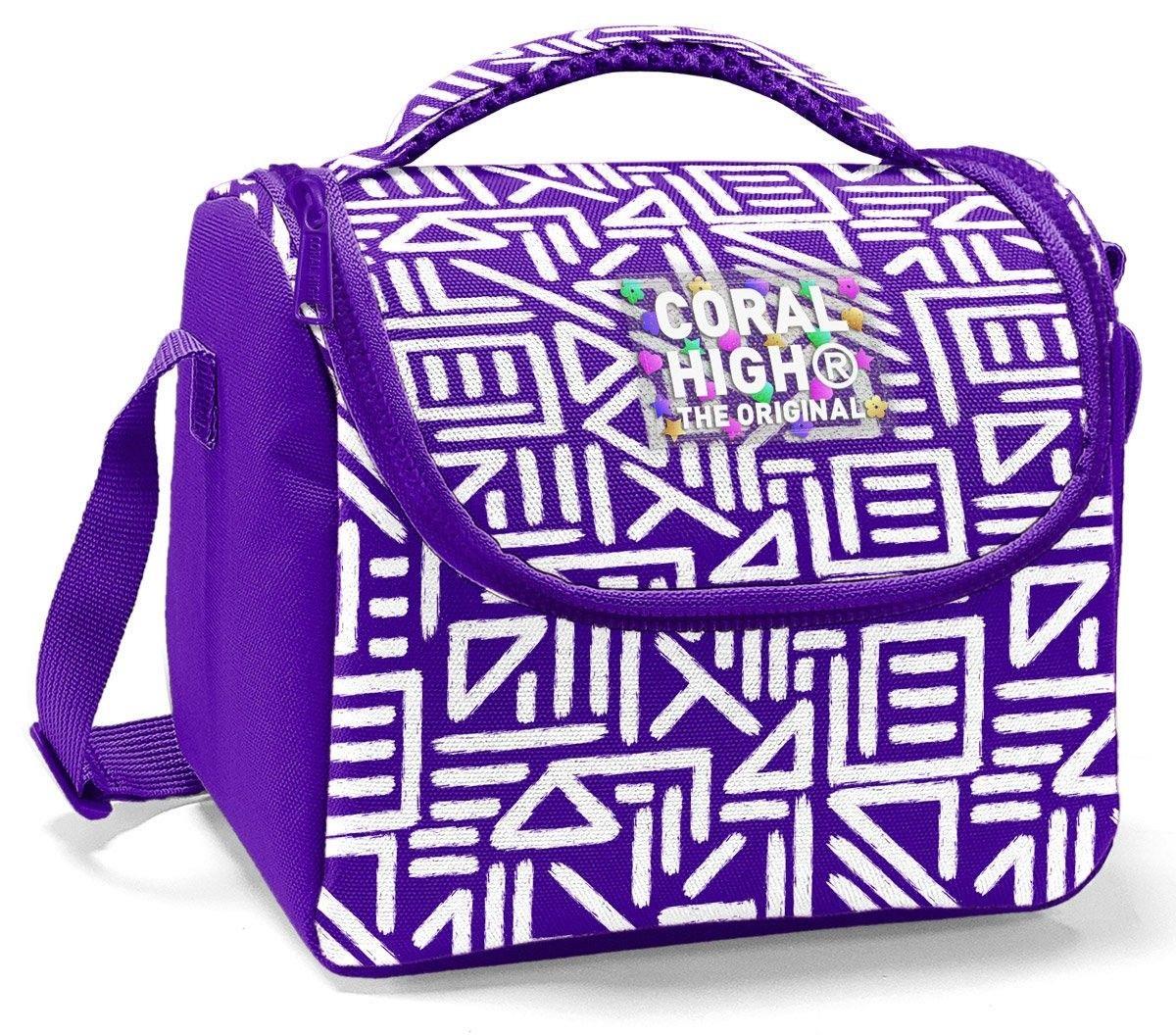 Coral High Kız Çocuk Termoslu Beslenme Çantası - Mor Beyaz Geometrik Şekiller, Kız Çocuk 22783