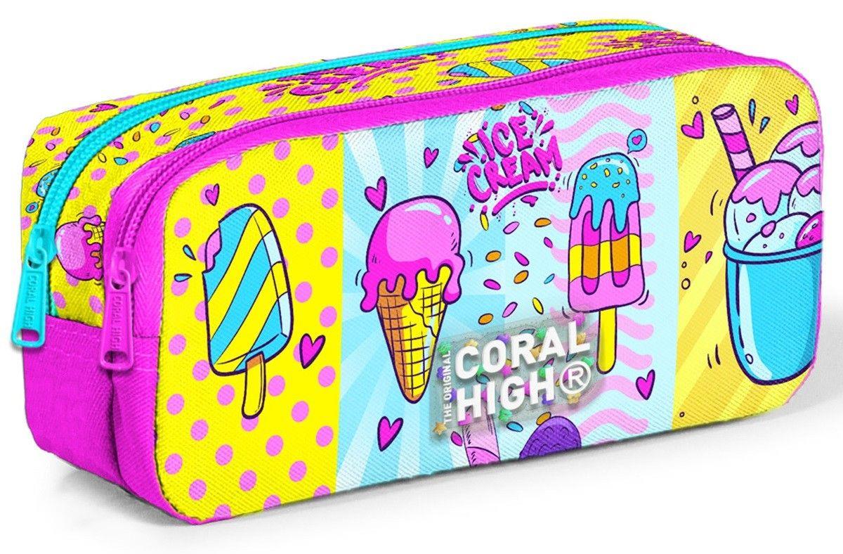 Coral High Kız Çocuk Üç Gözlü İlkokul Çanta Seti - Mixed Dondurma Desenli