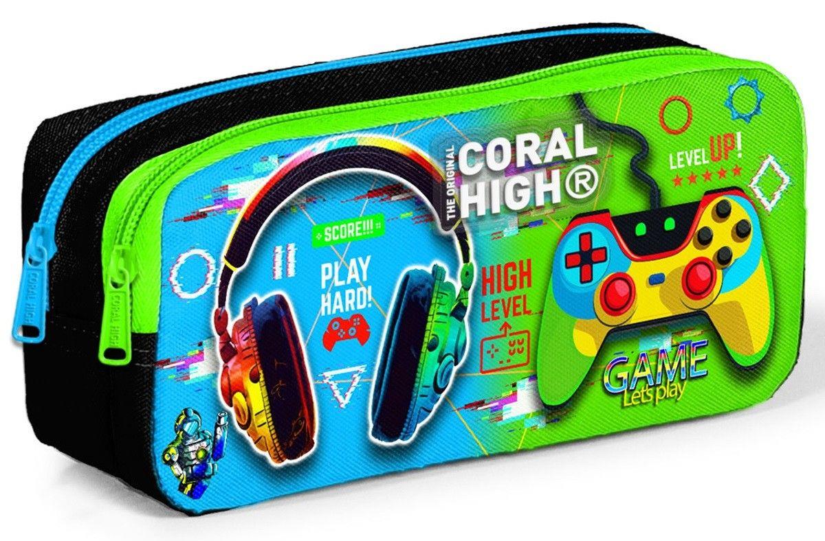 Coral High Kulaklık Game Desenli Erkek Çocuk Isı Yalıtımlı Beslenme Çantası ve Kalemlik Seti