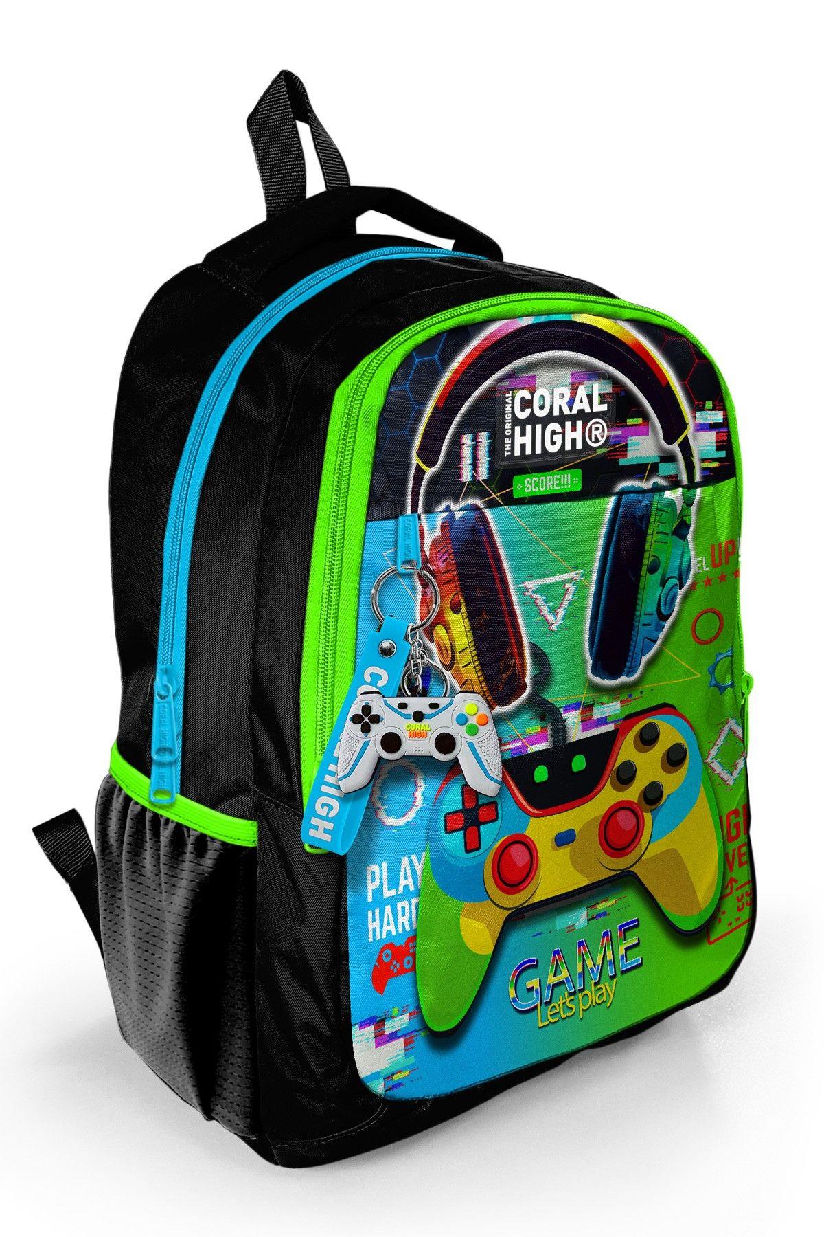 Coral High Kulaklık Game İlkokul  Ortaokul ve Günlük Sırt Çantası - Erkek Çocuk