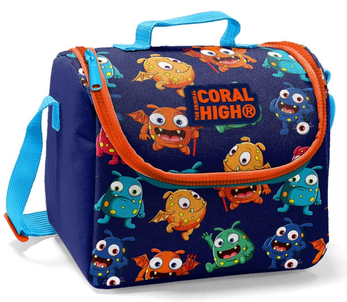 Coral High Lacivert Canavarlar Baskılı Termoslu Beslenme Çantası