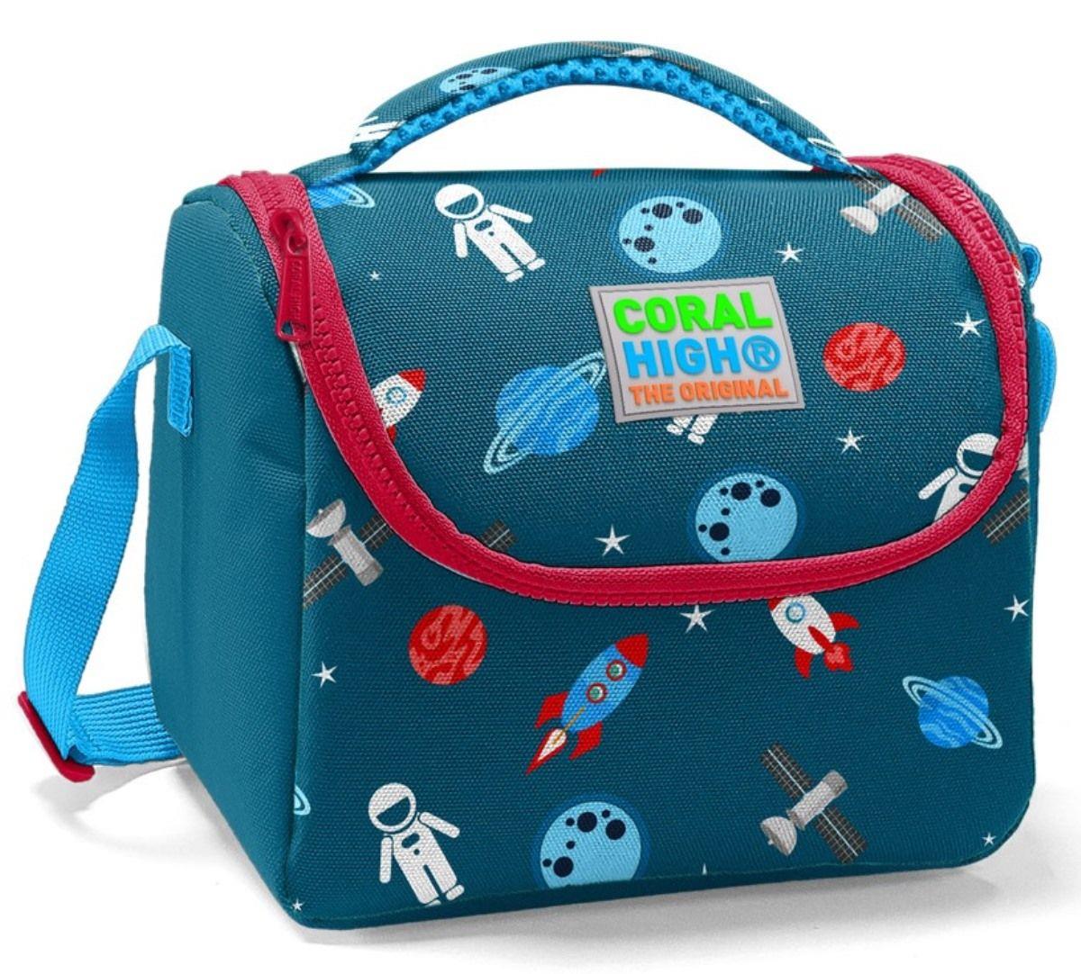 Coral High Lacivert Kırmızı Astronot Baskılı İlkokul Beslenme Çantası - Erkek