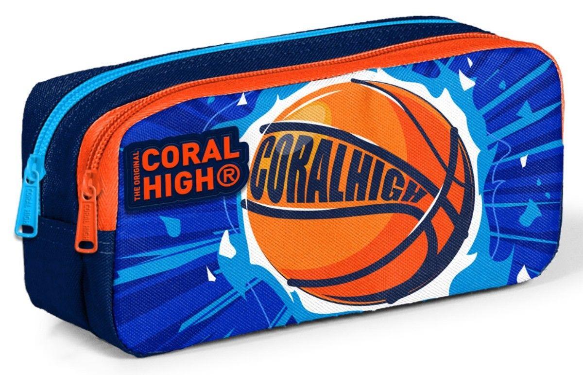 Coral High Lacivert Turuncu Basketbol İlkokul Sırt Çantası ve Kalemlik Seti - Erkek Çocuk