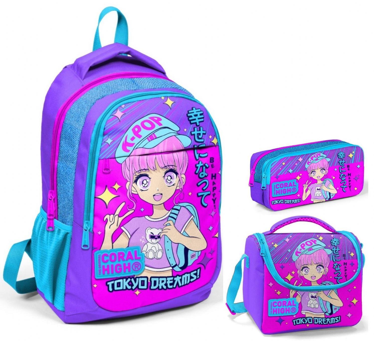 Coral High Lavanta K-Pop Üçlü İlkokul Okul Çanta Seti - Kız Çocuk