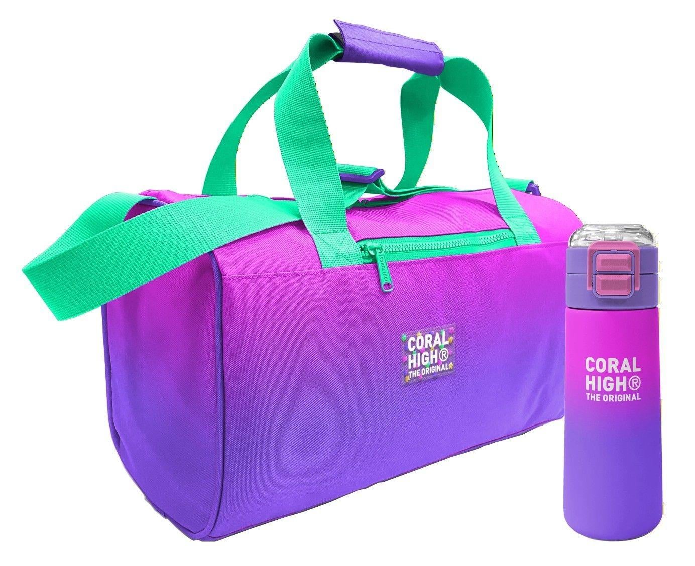 Coral High Mor Renk Geçişli Desenli Kız Çocuk Spor Çantası ve 500 ml Çelik Matara Seti 27518