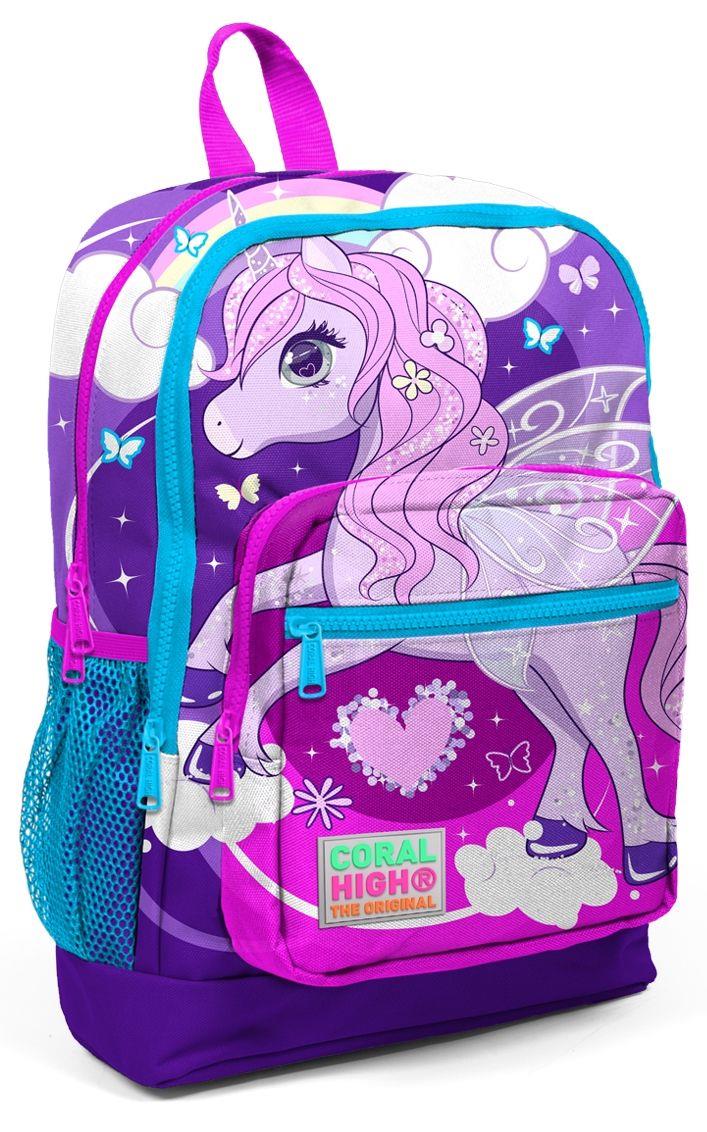 Coral High Mor Unicorn Baskılı Kız 3lü İlkokul Çanta Seti
