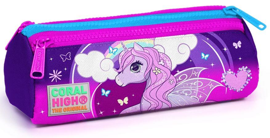 Coral High Mor Unicorn Baskılı Kız İlkokul Çanta Seti - USB Çıkışlı