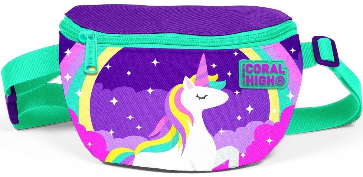 Coral High Mor Yeşil Unicorn Baskılı Kız Çocuk Günlük Bel Çantası