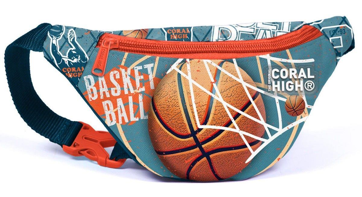 Coral High Nefti Turuncu Basketbol Desenli Erkek Çocuk Okul Beslenme Kalemlik ve Bel Çantası Seti - İlkokul İçin Uygun
