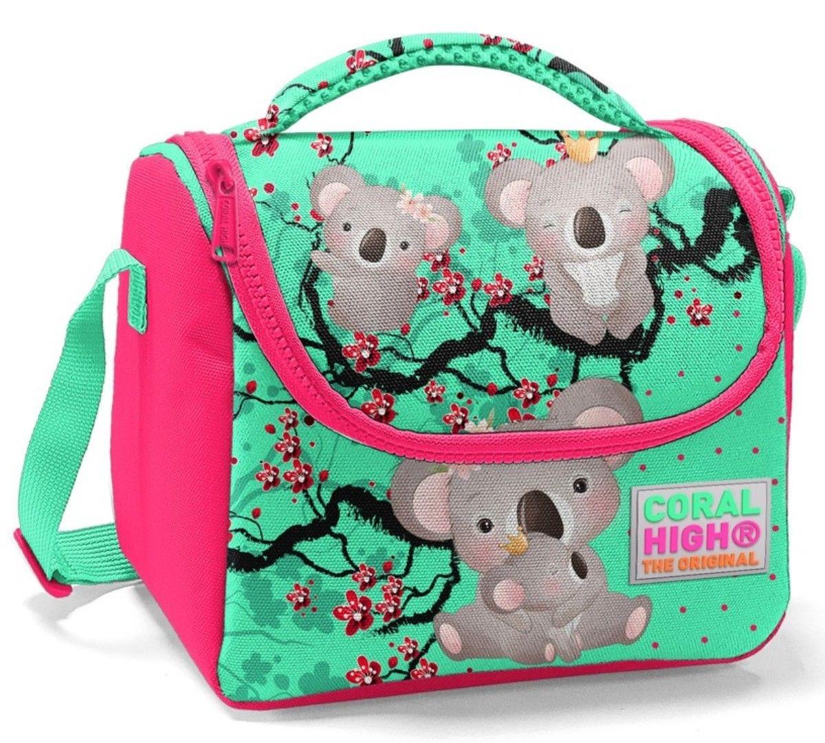 Coral High Okul Çantası ve Beslenme Çantası Seti - Kız Çocuk Yeşil Koala - USB Soketli