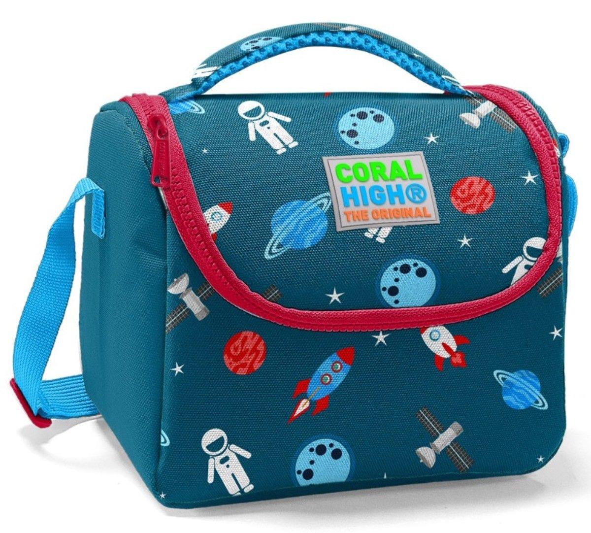 Coral High Okul Çantası ve Beslenme Çantası Seti - Erkek Çocuk Lacivert Mavi Astronot - USB Soketli