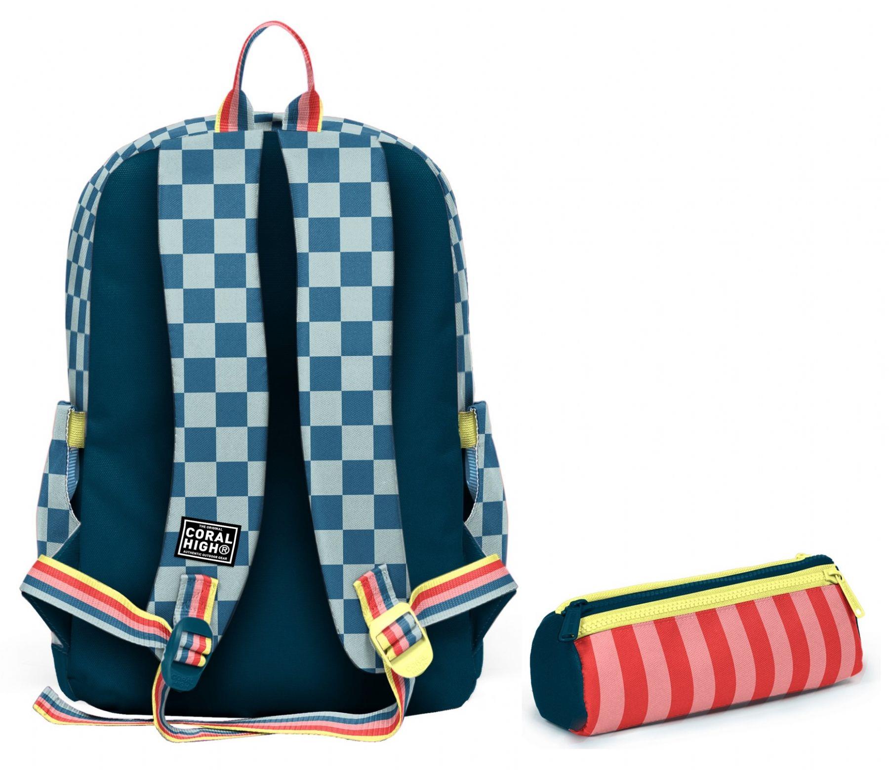 Coral High Okul Sırt Çantası ve Kalemlik Seti - Sarı Pembe Yeşil Puantiyeli Kız Çocuk SETYGN33204C