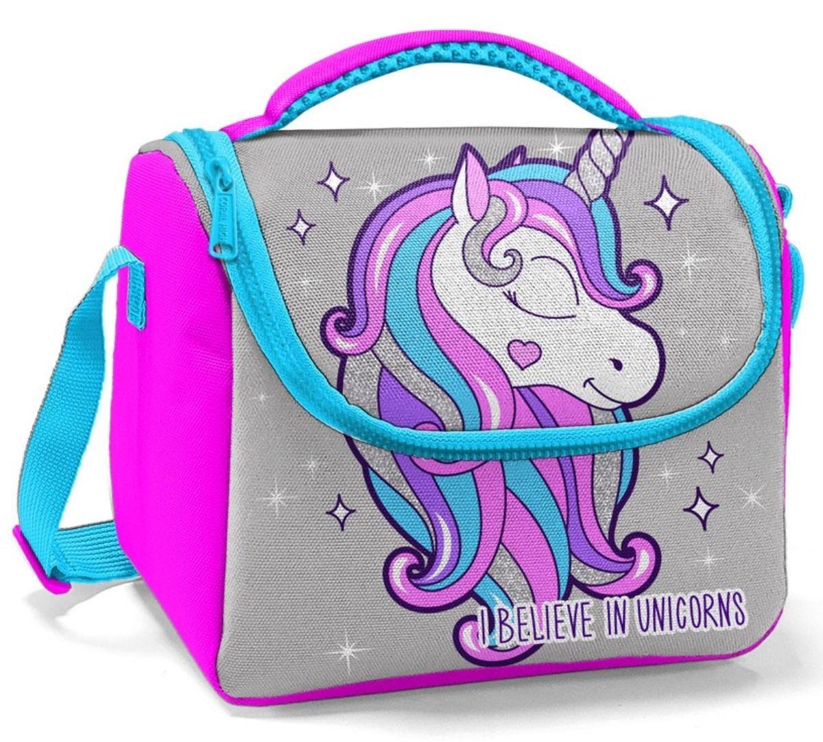 Coral High Pembe Gri Unicorn Baskılı Kız Okul Beslenme Çantası