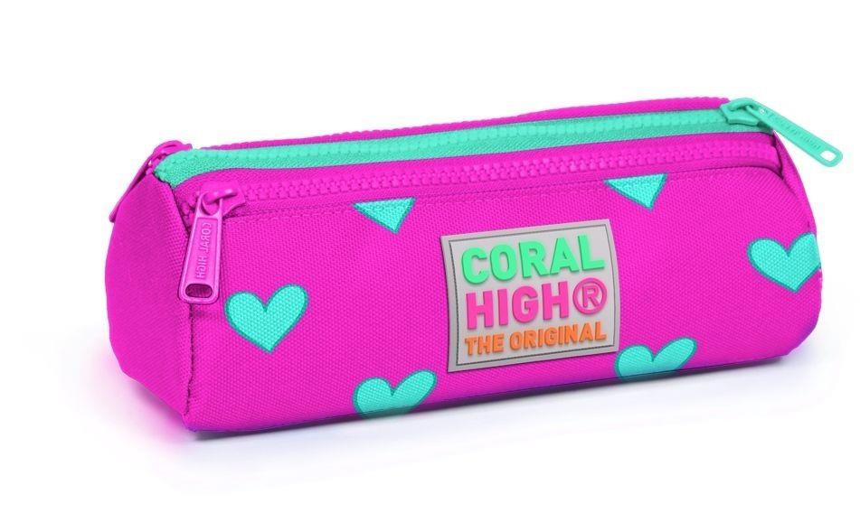 Coral High Pembe Kalp Desenli Okul Sırt Çantası ve Kalemlik Seti - Kız