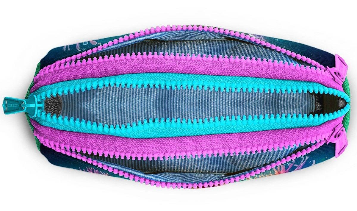 Coral High Pembe Mavi Denizatı Desenli Kız Çocuklara Özel Üç Gözlü Kalemlik 22088