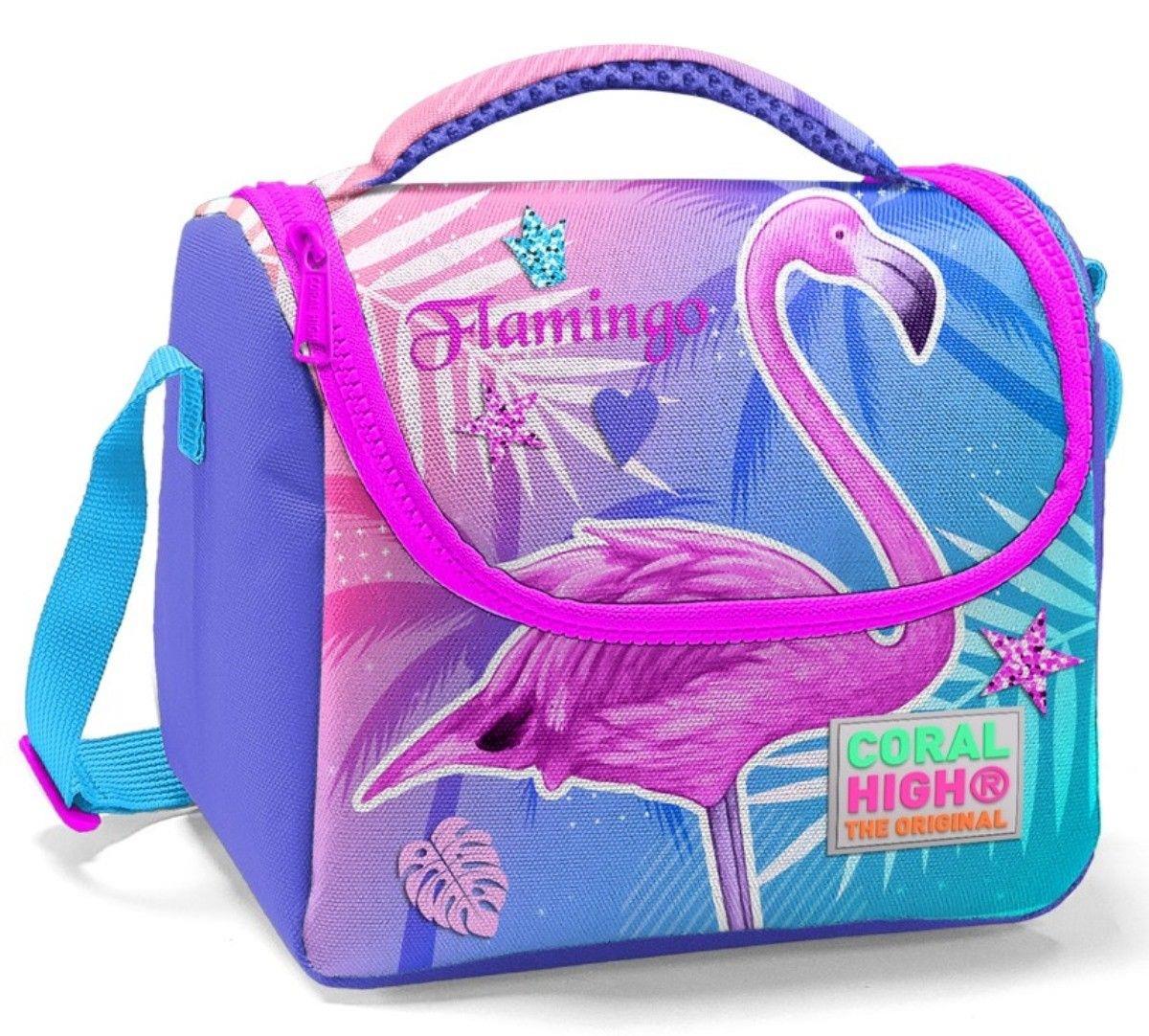 Coral High Pembe Mor Flamingo İlköğretim Okul Sırt Çantası ve Beslenme Çanta Seti - Kız Çocuk