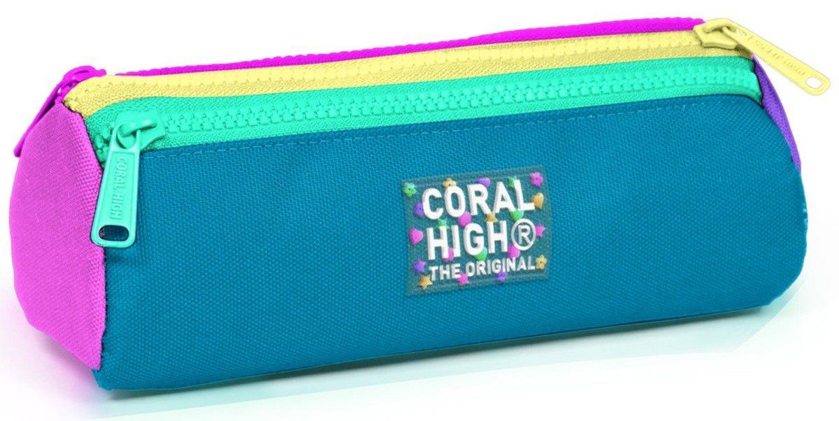 Coral High Pembe Pastel Renkli Üç Bölmeli Kalem Çantası - Kız Çocuk