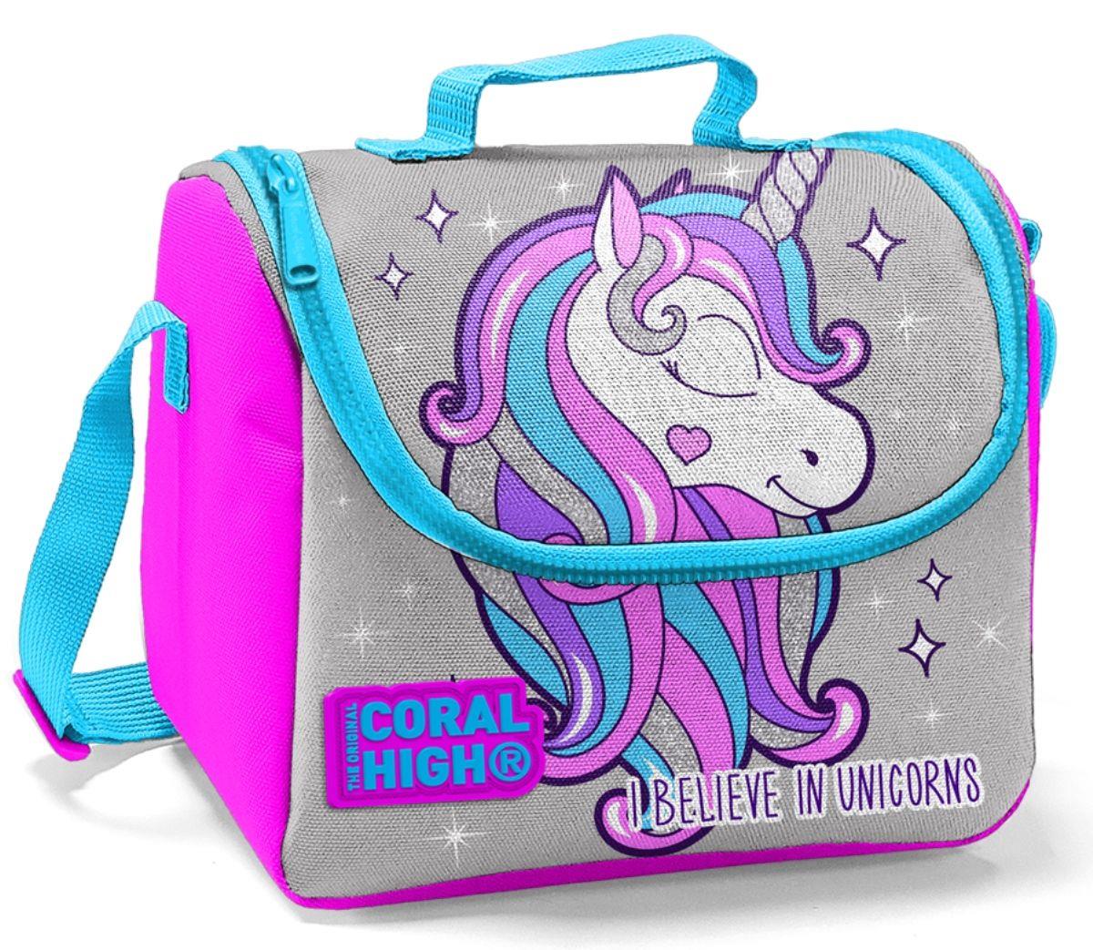 Coral High Pembe Unicorn Desenli Termoslu Beslenme Çantası