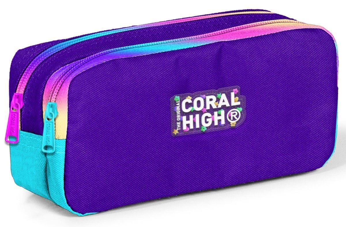 Coral High Rainbow Fermuarlı Mor Desenli Kız Çocuk Dörtlü Okul Çanta Seti - İlkokul ve Ortaokul İçin Uygun