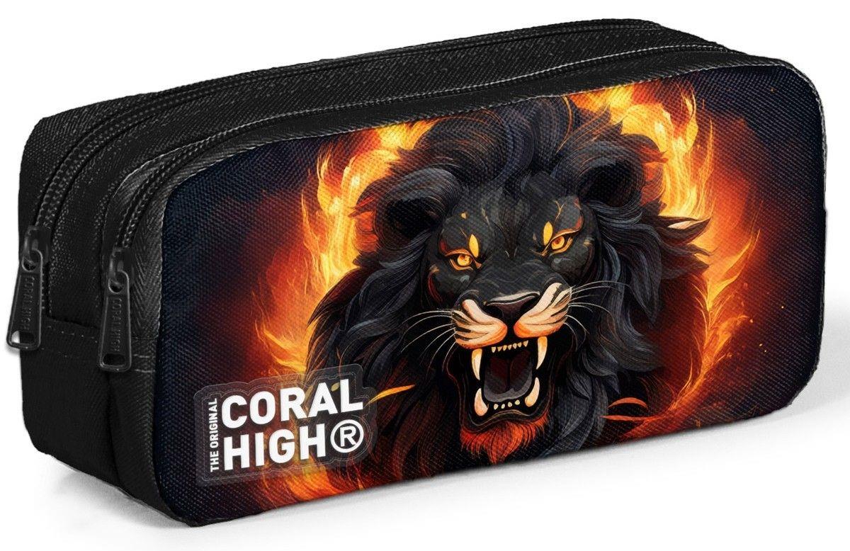Coral High Siyah Aslan Desenli Erkek Çocuk İki Gözlü Kalemlik 22146