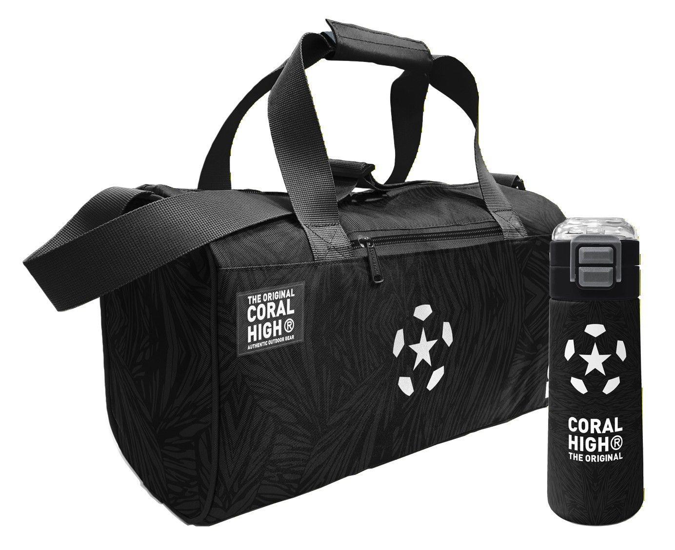 Coral High Siyah Beyaz Futbol Baskılı Erkek Çocuk Spor Çantası ve 500 ml Çelik Matara Seti 27535