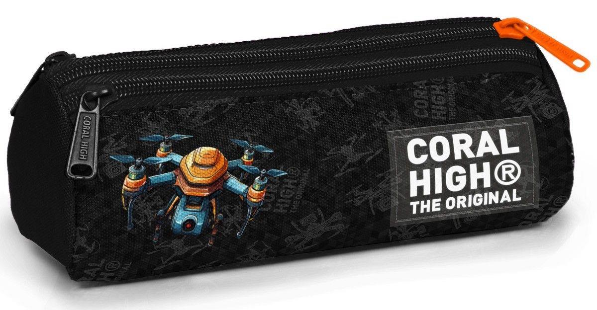Coral High Siyah Drone Baskılı Erkek Çocuk Okul Kalem Çantası - Üç Bölmeli 11191