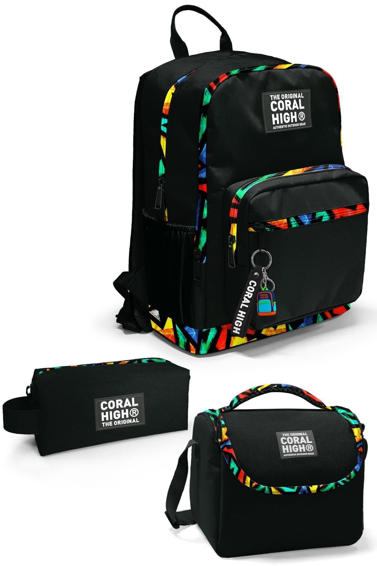 Coral High Siyah Grafiti 3lü Okul Çanta Seti SET0123633