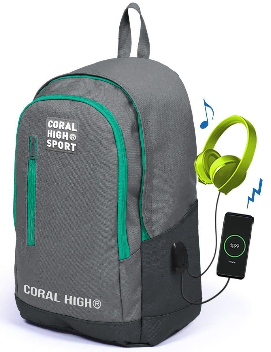 Coral High Sport Açık Gri Okul Çantası ve Kalemlik Seti - Ortaokul ve Lise